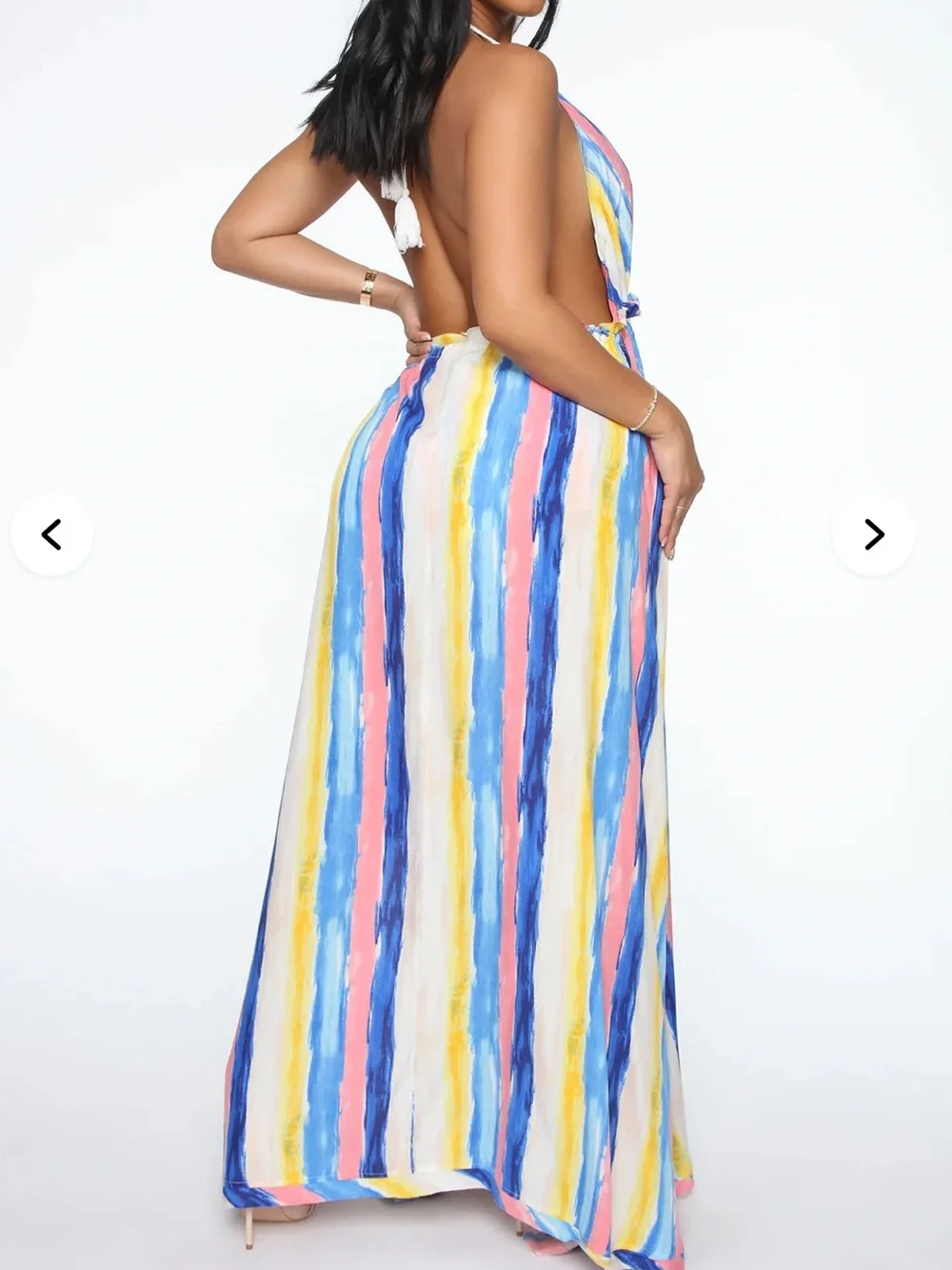 NEW Gypsy Rose Short Set Medium Striped Multicolor Halter Wrap Dress with Shorts